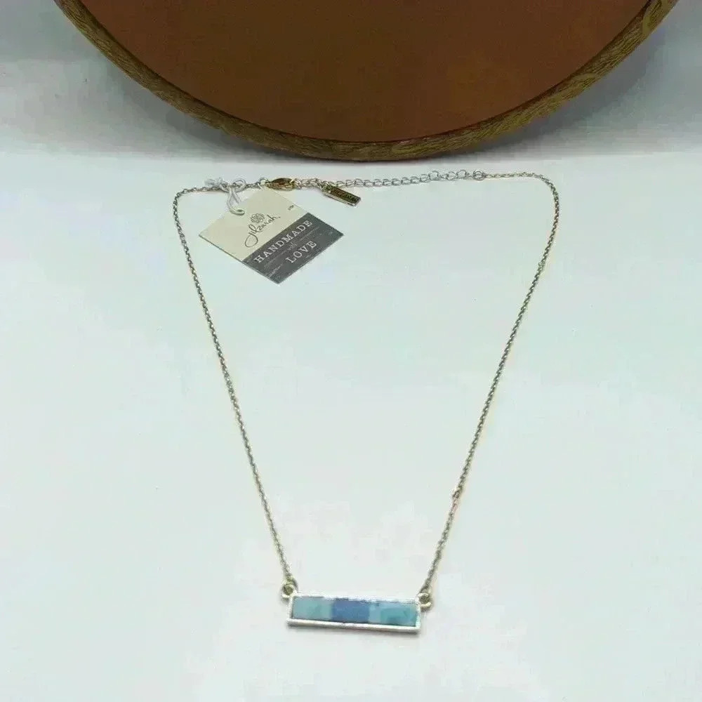 Jil Zarah Horizontal Bar Necklace Mandala Blue nwt - Picture 3 of 5